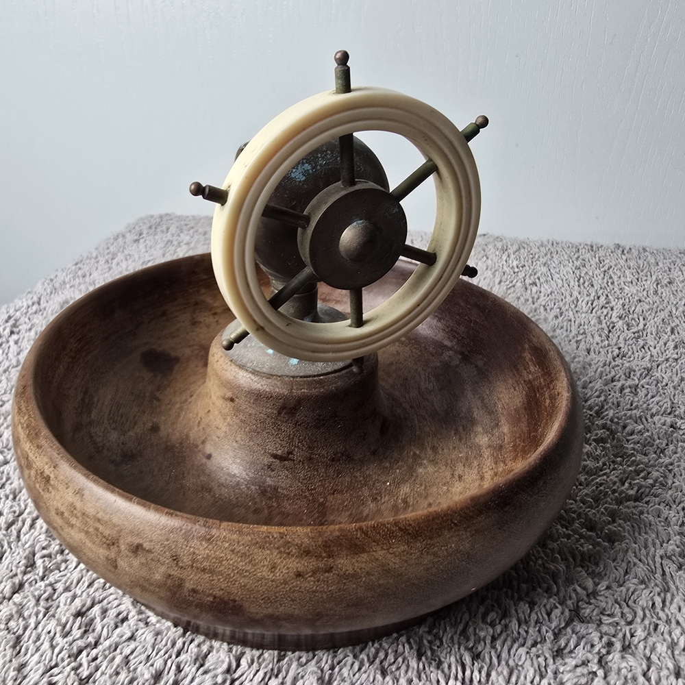 Ship Wheel Vintage Nutcracker Wooden Bowl